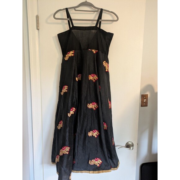Designer Embroidered Black Silk Cotton Dress with Colorful Patterns Garmentry Xs - Picture 2 of 9